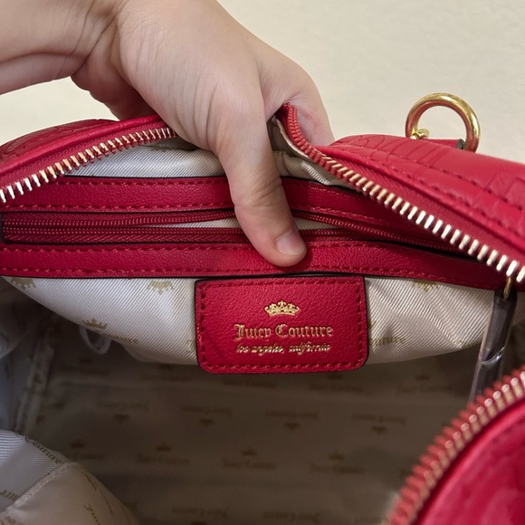 Juicy Couture Best Sellers Fame Satchel Bag Red Shoulder Handbag Travel Charm - Picture 7 of 11